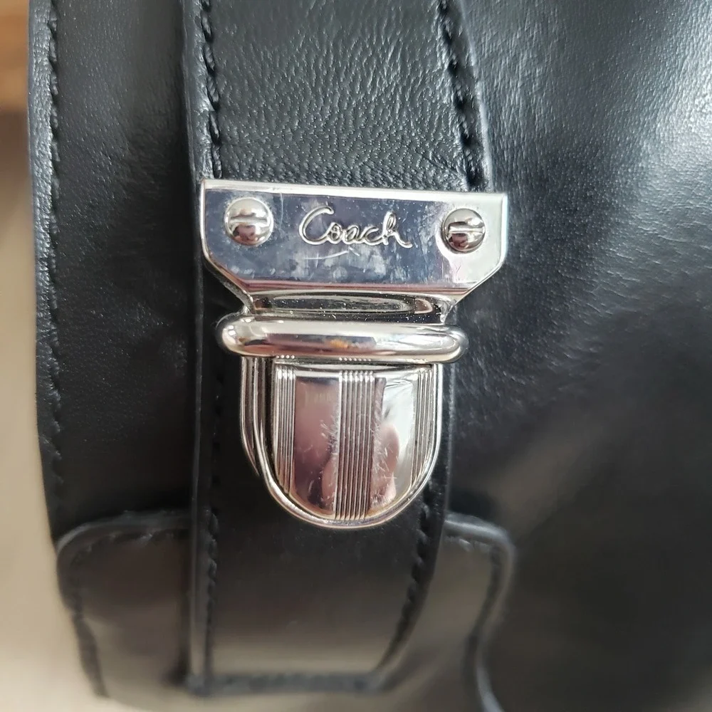 COACH Boots Womens 6.5 Black Sondra Leather High Heel Belted Booties‎